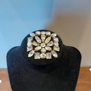 Vintage Silver Toned Square Cut Flower Brooch